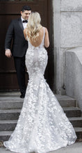 C2023-SBL118 - backless fit-and-flare beaded lace wedding gown