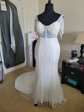 C2023-SB775 - Backless scoop neck plus size beaded wedding gown
