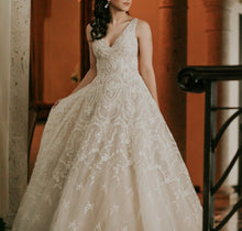 C2023-SA551E - sleeveless v-neck beaded embroidery a-line wedding gown