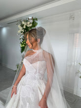 C2023-HBG28 - sleeveless ball gown wedding dress w halter neckline & split