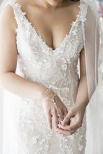 C2024-SV40F - fitted sleeveless wedding gown with v-neck line