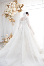 C2024-LS33S - off the shoulder wedding ball gown with long sleeves