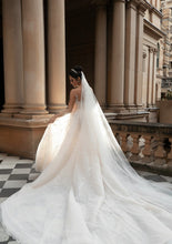 C2024-AL51S - illusion neckline wedding gown with detachable cathedral train