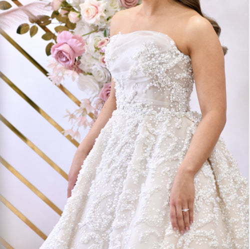 C2024-BG792 - vestido de novia sin tirantes con cola catedral