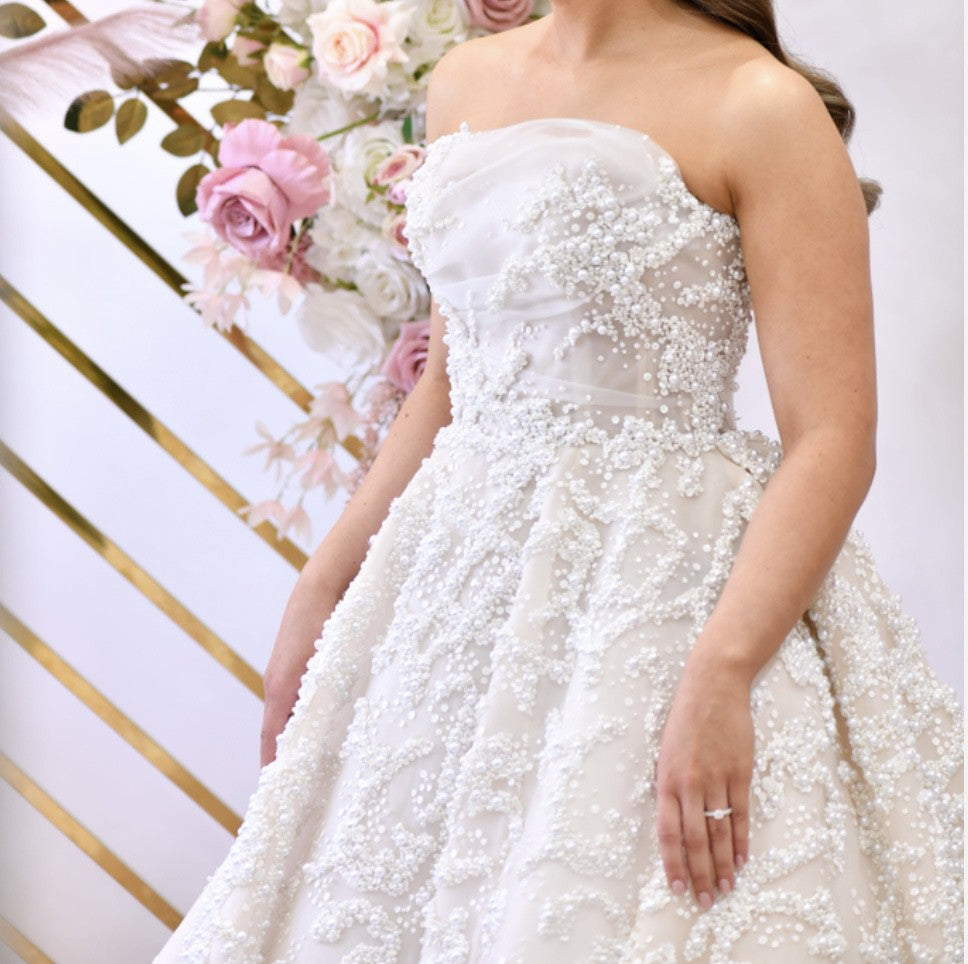 C2024-BG792 - strapless ball gown wedding dress with cathedral train