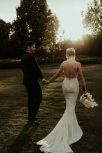 C2024-SB33S - beaded scoop neck wedding gown with thin shoulder straps