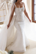 C2024-SB44 - sleeveless beaded wedding gown with open bust line and detachable train