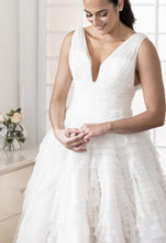 C2024-VBG4 - sleeveless v-neck a-line wedding gown with detachable chapel train