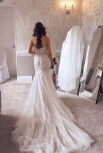 C2024-SS40L - sweetheart strapless lace wedding gown with beaded appliques