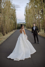 C2024-VBG53S - sleeveless v-neck bust wedding ball gown with leg split