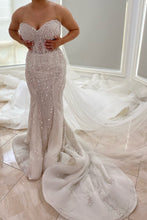 C2024-SLS659 - strapless beaded wedding gown with detachable sheer sleeves