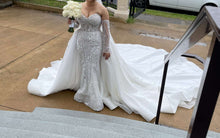 C2024-SLS659 - strapless beaded wedding gown with detachable sheer sleeves