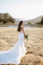 C2024-SL54 - strapless beaded lace wedding gown with sheer corset bodice