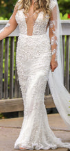 C2024-LSR54 - Deep v-neck sexy wedding gown with sheer long sleeves