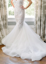 C2024-FF717 - sweetheart embroidered fit-to-flare wedding gown with spaghetti straps