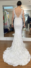 C2024-SV913 - sleeveless v-neck fitted wedding gown with beaded flower embellishments