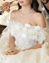 C2024-BG44G - off the shoulder a-line wedding ball gown with 3D flower embellishment detail