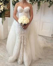 C2024-NAL59 - strapless sweetheart beaded embroidery wedding gown with detachable tulle train