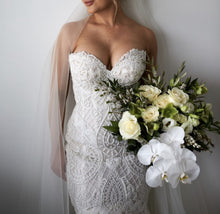 C2024-NAL513 - strapless sweetheart fit-to-flare wedding gown with beaded lace embroidery