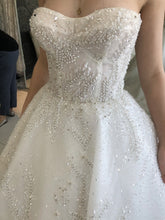 C2024-NAL812 - beaded strapless a-line wedding ball gown with chapel train