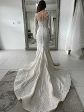 C2024-NAL814 - Beaded embroidery wedding gown with sheer long sleeves