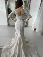 C2024-NAL814 - Beaded embroidery wedding gown with sheer long sleeves