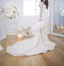 C2024-NAL814 - Beaded embroidery wedding gown with sheer long sleeves