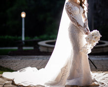 C2024-NAL814 - Beaded embroidery wedding gown with sheer long sleeves