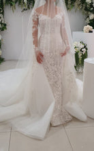 C2024-NAL371 - off the shoulder wedding gown with v-neck and sheer long sleeves