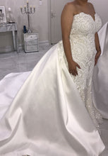 C2019-NAL618 - strapless plus size beaded wedding gown with detachable overskirt