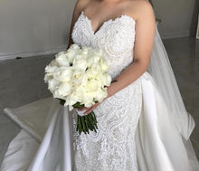 C2019-NAL618 - strapless plus size beaded wedding gown with detachable overskirt