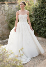 C2024-SBG1199 - strapless ball gown wedding dress with pearl beaded lace embellishments