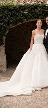 C2024-SBG1199 - strapless ball gown wedding dress with pearl beaded lace embellishments