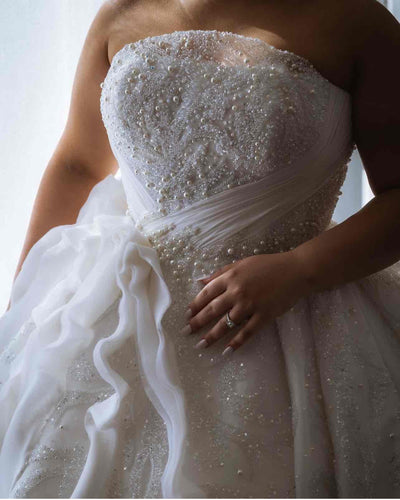 C2024-GH53P - beaded strapless plus size wedding ball gown