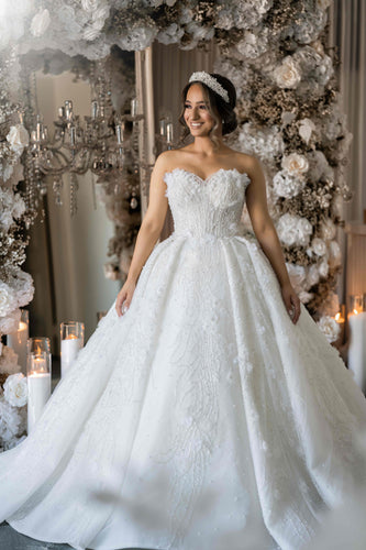 C2024-NAL1025 - strapless beaded wedding ball gown