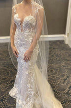 C2024-BP284 - cap sleeve illusion neckline lace wedding gown