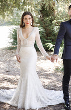 C2024-LS48 - Recreation of beaded Long Sleeve v-neck wedding gown