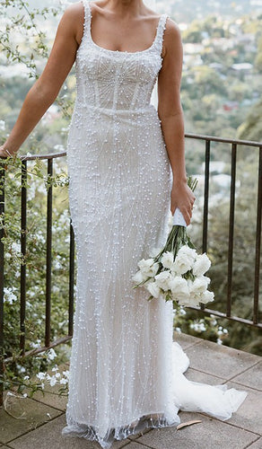 C2024-SH71 - Sleeveless scoop neck beaded wedding gown