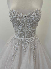 C2024-BG91p - strapless a-line ball gown wedding dress with 3D embellished embroidery