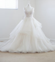 C2024-BG73V - sleeveless v-neck wedding ball gown with embossed embroidery beading