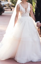 C2024-BG73V - sleeveless v-neck wedding ball gown with embossed embroidery beading