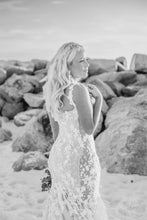 C2024-AL569 - elegant lace wedding gown over nude overlay with shoulder straps