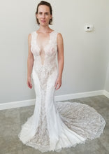 C2024-VS78 - Sleeveless sexy lace wedding dress with deep v-bust line and sheer back and panels