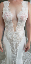 C2024-VS78 - Sleeveless sexy lace wedding dress with deep v-bust line and sheer back and panels