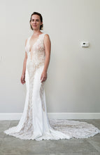 C2024-VS78 - Sleeveless sexy lace wedding dress with deep v-bust line and sheer back and panels