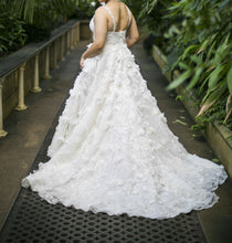 C2023-PSA441 - plus size a-line wedding gown with 3D flower embellishments and lace straps