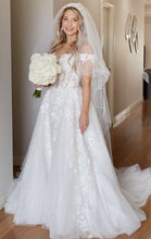 C2023-AL226 - off the shoulder a-line beaded lace & embroidery wedding gown
