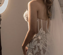 C2024-BG221 - strapless beaded embroidery wedding gown with detachable overskirt