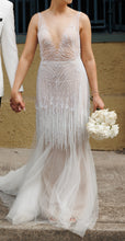 C2024-LM10 - pearl beaded sheer sleeveless wedding gown