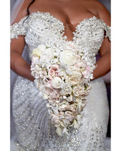 C2023-OS61P - off the shoulder plus size beaded wedding gown with bling